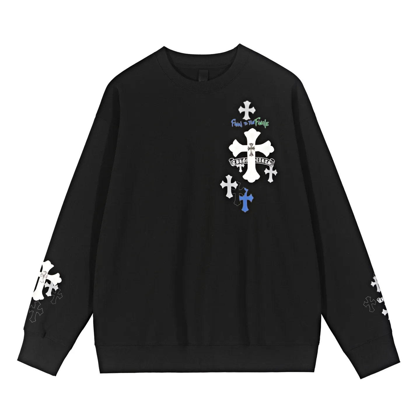 P270 Chrome Hearts Cross Slogan Metal Round Neck Sweatshirt Size: SMLXL Color: White Black